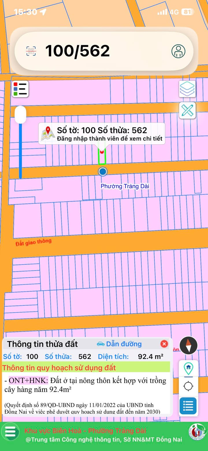Đất nền Trảng Dài, Biên Hòa 92m² - Sổ đỏ chính chủ, xây dựng tự do!