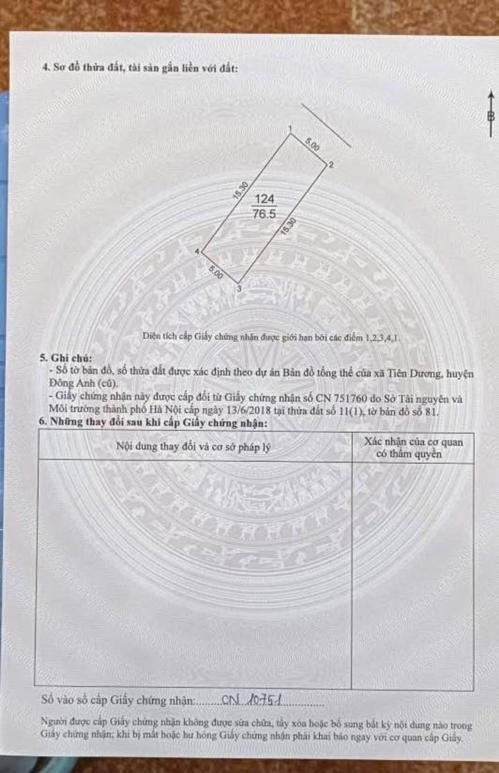 Đất nền VinHomes Cổ Loa Đông Anh 77m² 7.2 tỷ Sổ đỏ chính chủ