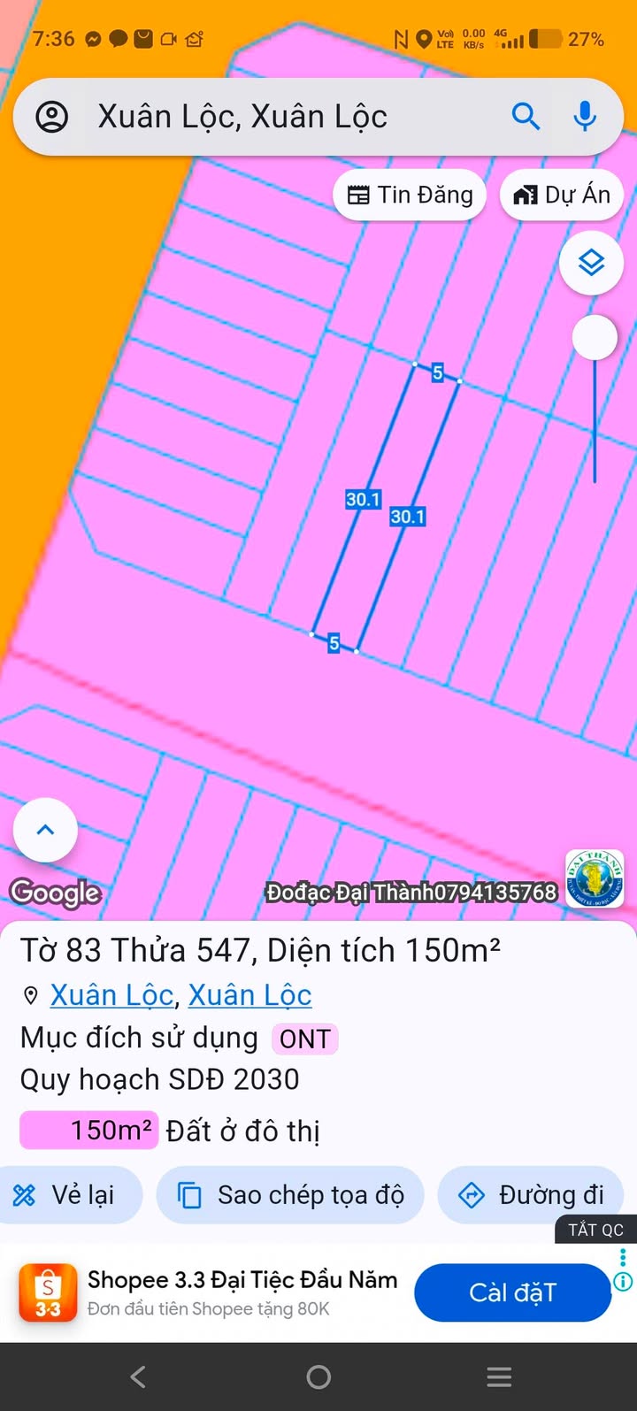 Đất Nền Thị trấn Gia Ray 150m² - Sổ đỏ chính chủ, tiềm năng tăng giá!