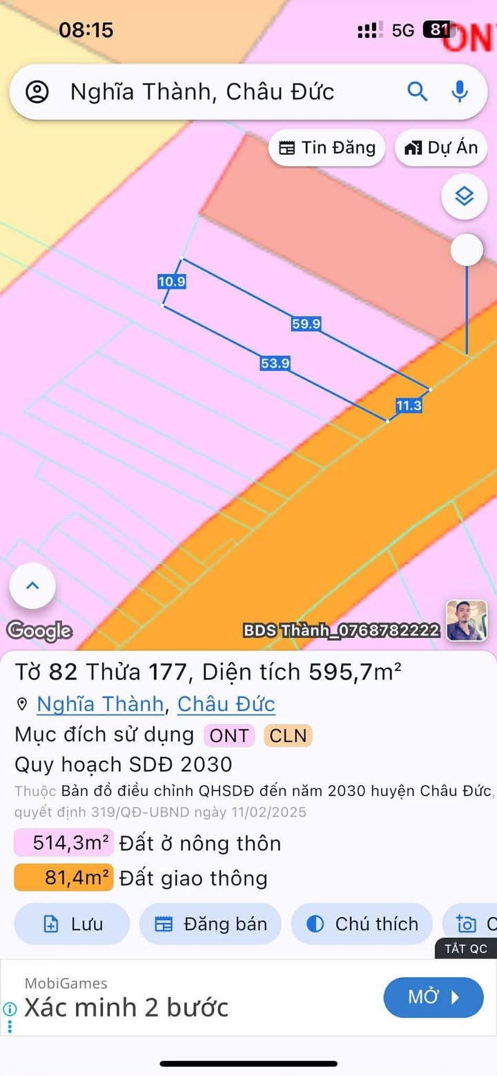 Đất Vườn 661m² Mặt Tiền QL56 Châu Đức, BRVT - Giá 5.8 Tỷ