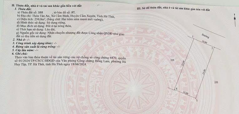 Đất nền 250m² Thổ cư - Cẩm Xuyên, Hà Tĩnh - Giá đầu tư