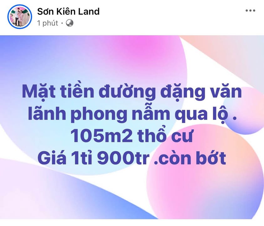 Đất nền Đường Đặng Văn Lãnh Phan Thiết 105m² - Sổ đỏ chính chủ