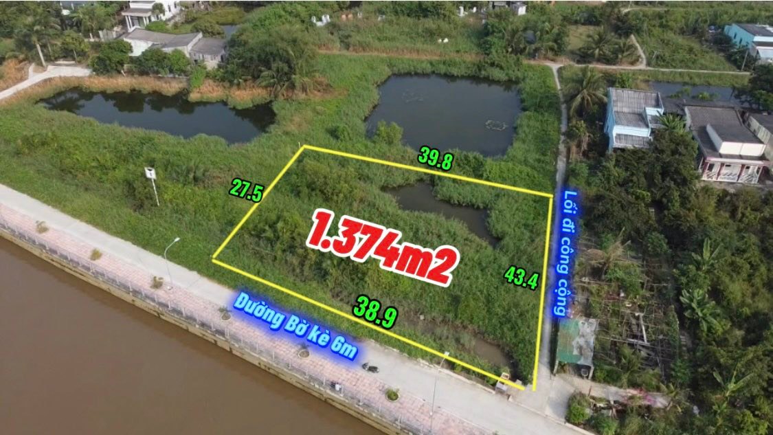 Đất nền Long Hựu Cần Đước 1374m² view sông - Sổ đỏ sẵn sàng