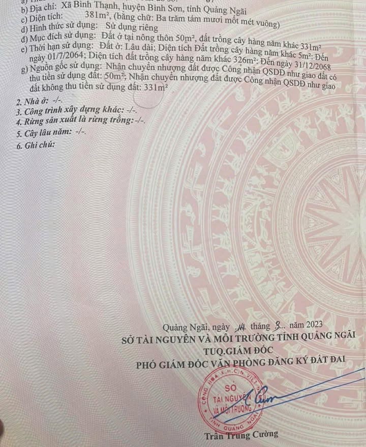 Đất nền Bình Thạnh, Bình Sơn 360m² - Pháp lý rõ ràng, chỉ từ 70 tỷ