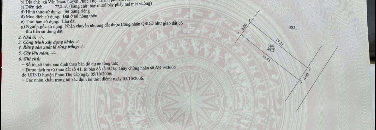 Đất nền Vân Nam, Phúc Thọ 77m² nhỉnh 2 tỷ - Sổ đỏ chính chủ, đường to ô tô!