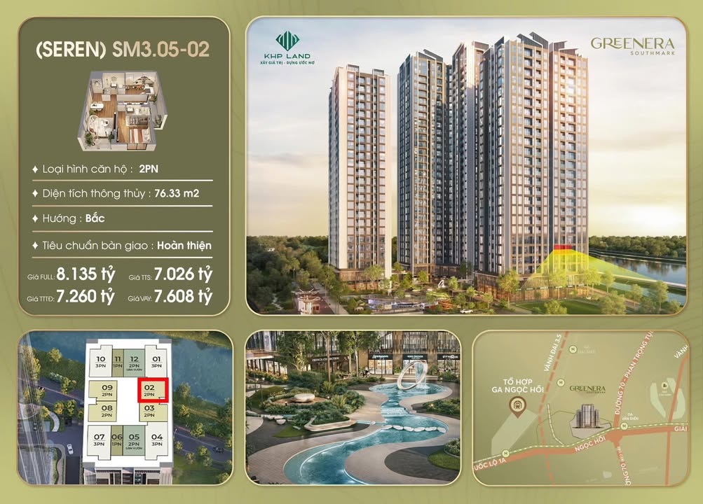 Chung cư SEREN Ngọc Hồi 76m² 2PN - Giá tốt chỉ từ 7.026 tỷ