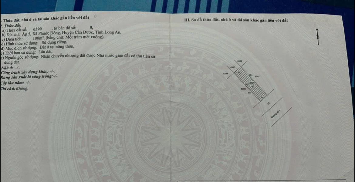 Đất nền Phước Đông Cần Đước 100m² 1.65 tỷ - Sổ hồng rõ ràng