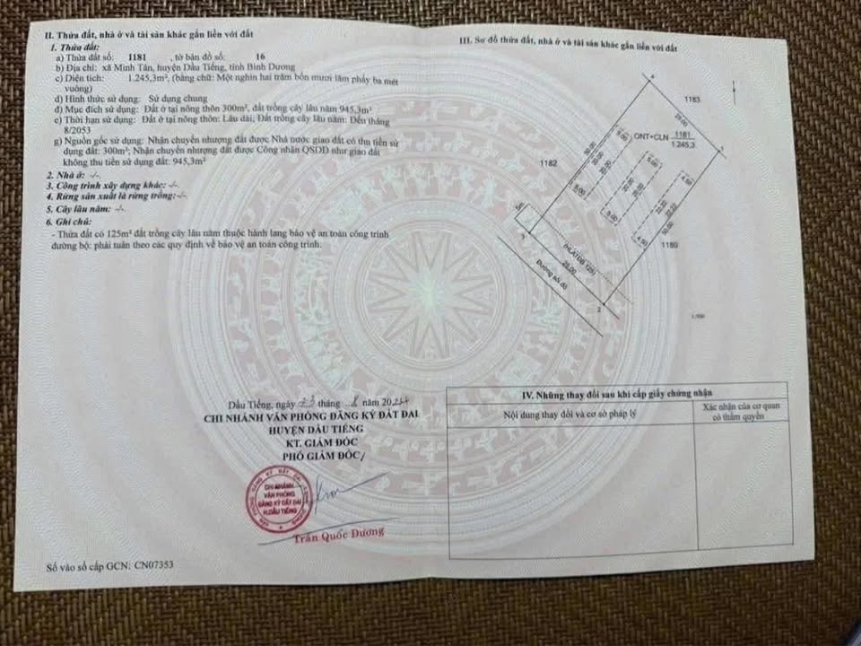 Đất nền Minh Lập 1250m² giá 1.5 tỷ - Sổ đỏ chính chủ