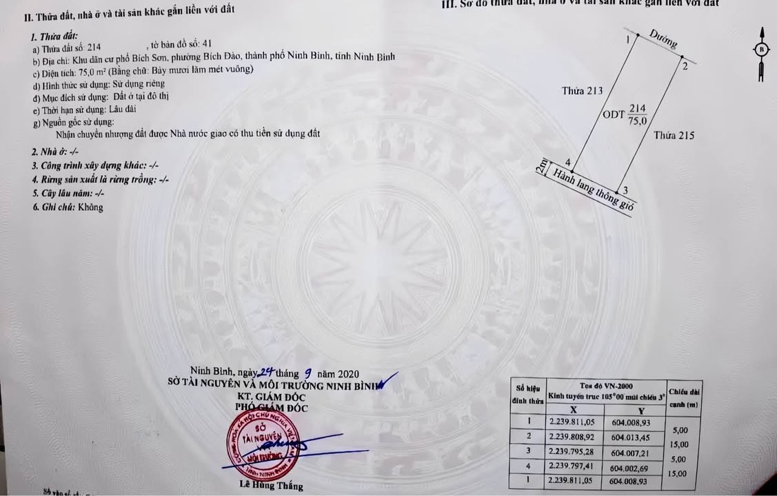 Đất mặt đường Bích Đào 75m², hướng Đông Bắc – Sổ đỏ chính chủ giá 3.6 tỷ