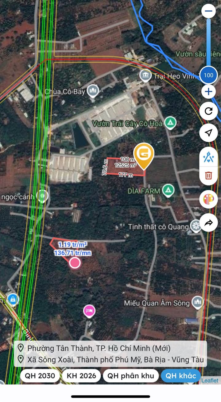 Đất nền Phường Tân Thành TP.HCM 24.000m² giá 1 tỷ - Sổ đỏ chính chủ