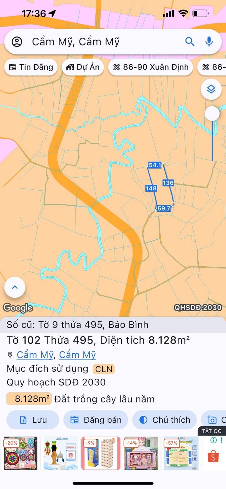 Đất nền Bảo Bình Cẩm Mỹ 2880m² - Tiềm năng tăng giá!