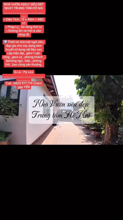 Nhà Vườn 480m² Trung Tâm Hố Nai - Sổ Hồng Thổ Cư, Giá 7 Tỷ