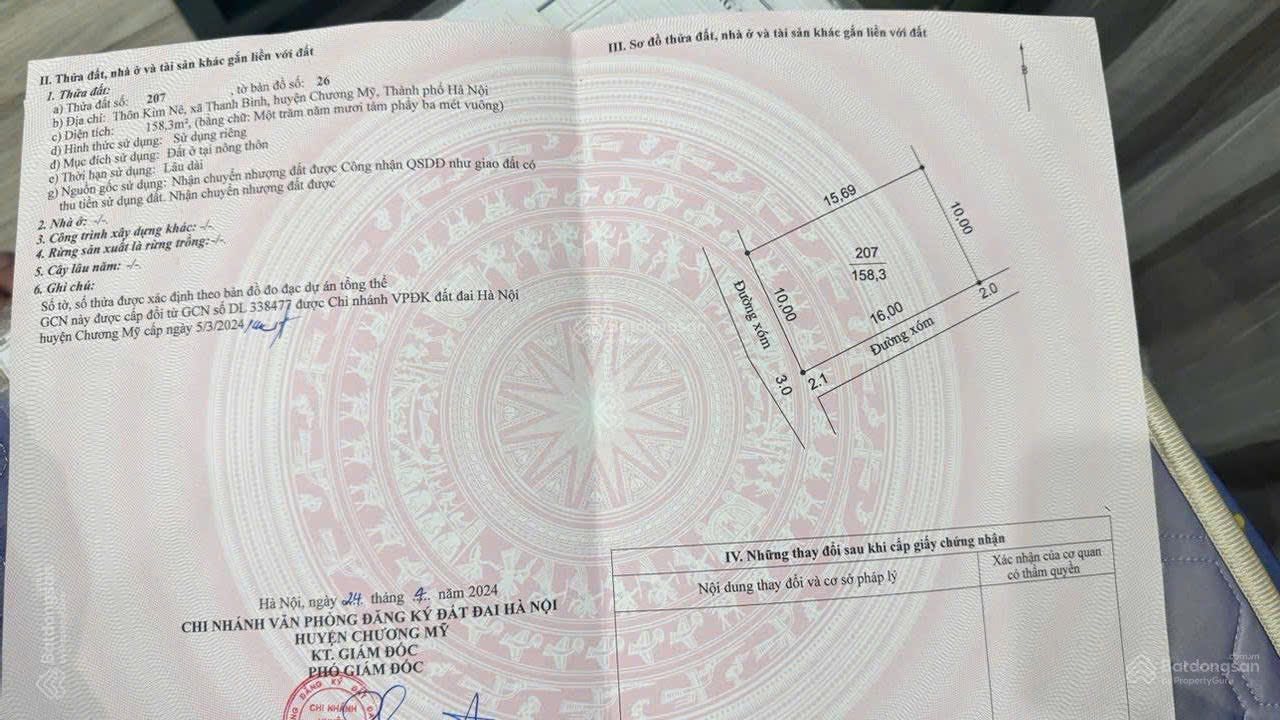 Đất nền Thanh Bình, Chương Mỹ 158.3m² - Sổ đỏ chính chủ