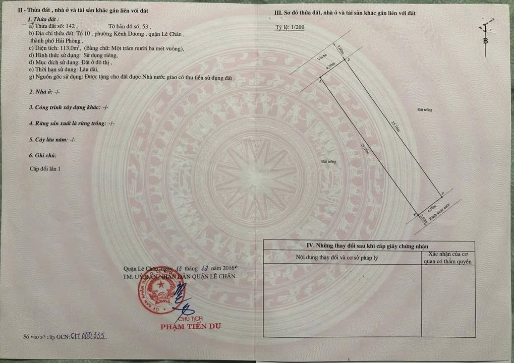 Đất nền Lê Chân 113m² - Sổ đỏ chính chủ, đường ô tô vào tận nơi!