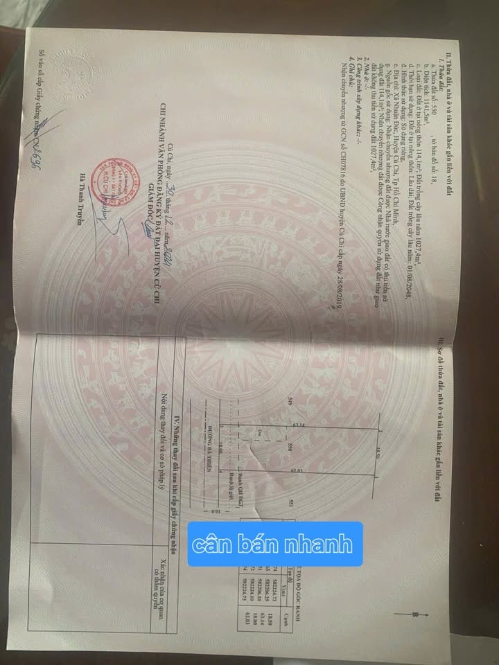 Đất nền 1141m² Củ Chi - Đường Bà Thiên - Pháp lý rõ ràng!