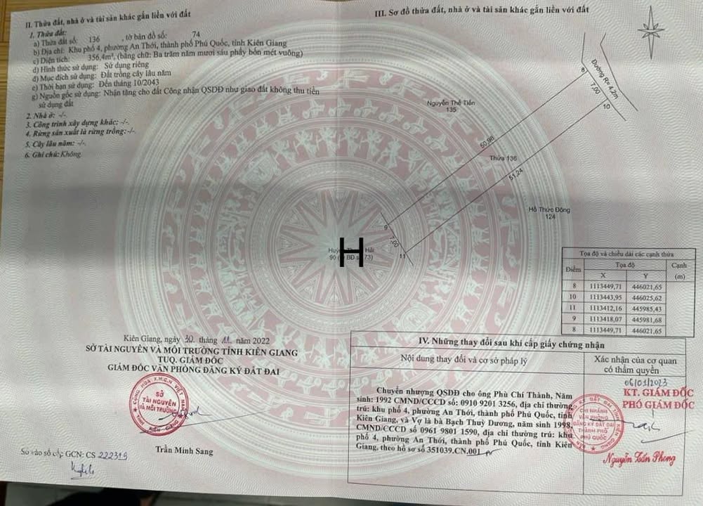 Đất nền An Thới Phú Quốc 356m² - Sổ hồng chính chủ, ô tô tới đất