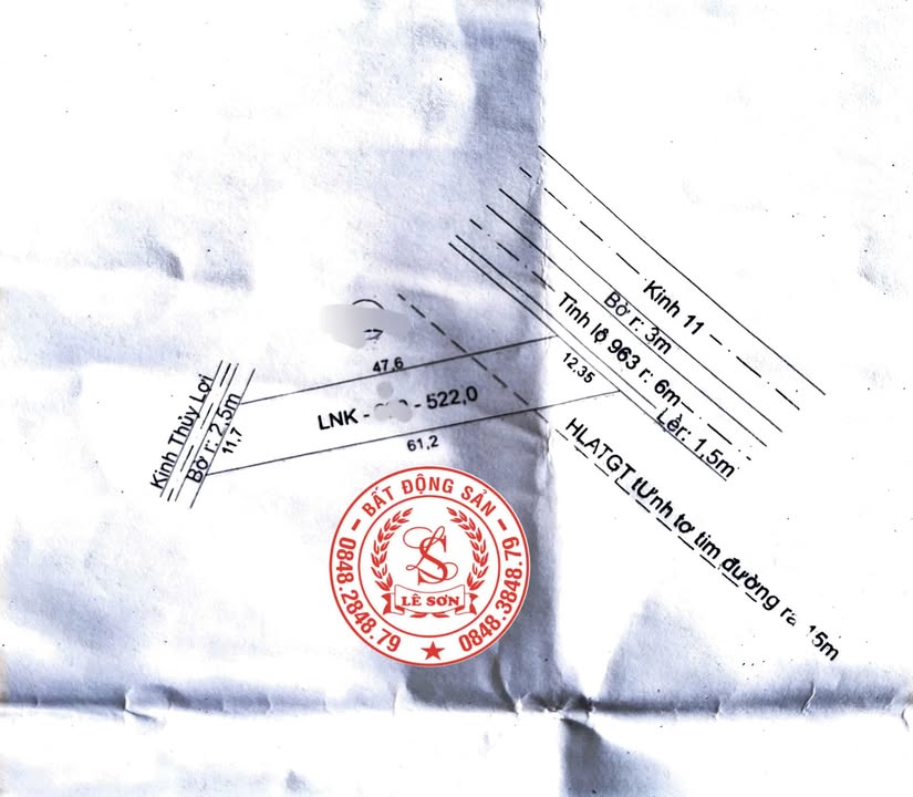 Bán Nền 522m² Mặt Tiền Tỉnh Lộ 963, Kiên Giang - Giá 900 Triệu