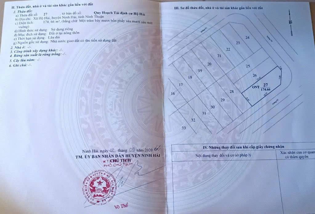 Đất nền 2 mặt tiền Hộ Hải, Ninh Thuận - 175m² ONT, 1.45 tỷ