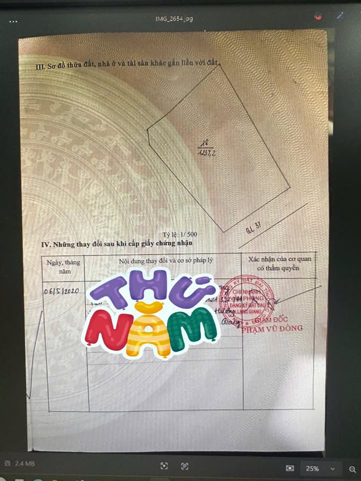 Bán đất 1237m² Quốc lộ 37 Lạng Giang, Bắc Giang - Sẵn 180m² thổ cư, kinh doanh kho xưởng