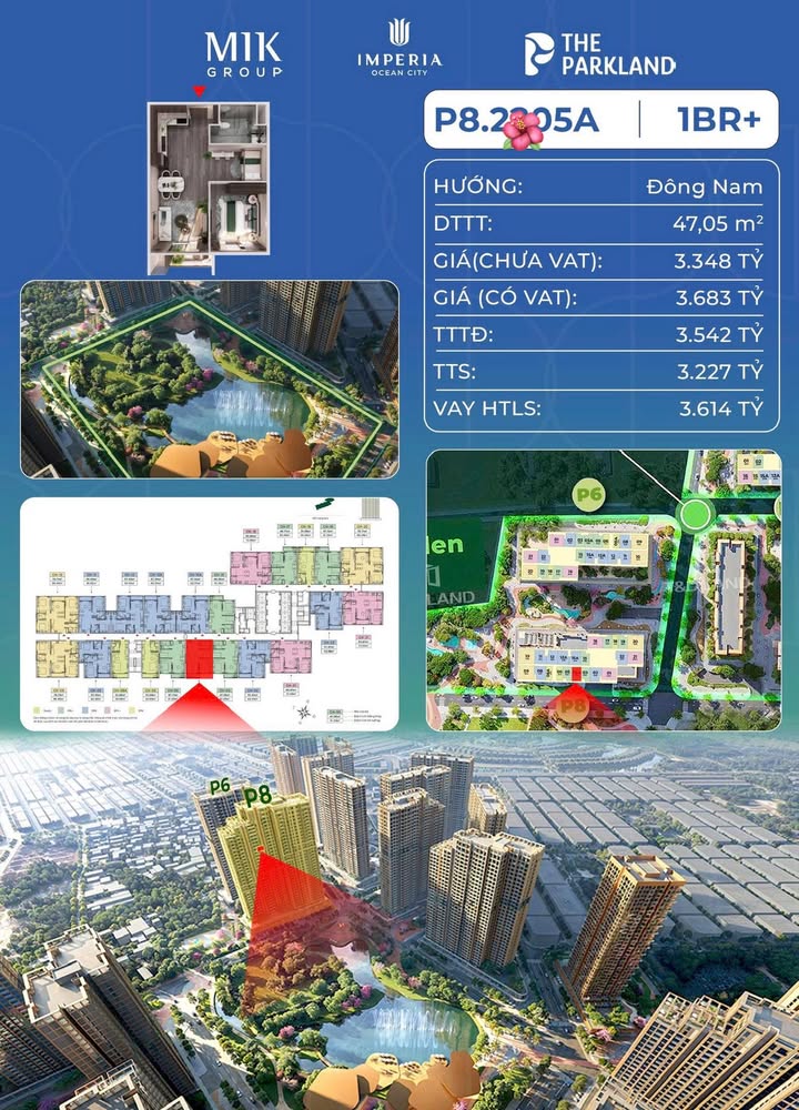 Căn hộ 1PN The Parkland Quận 2 - 47m² View Hồ, Giá Tốt