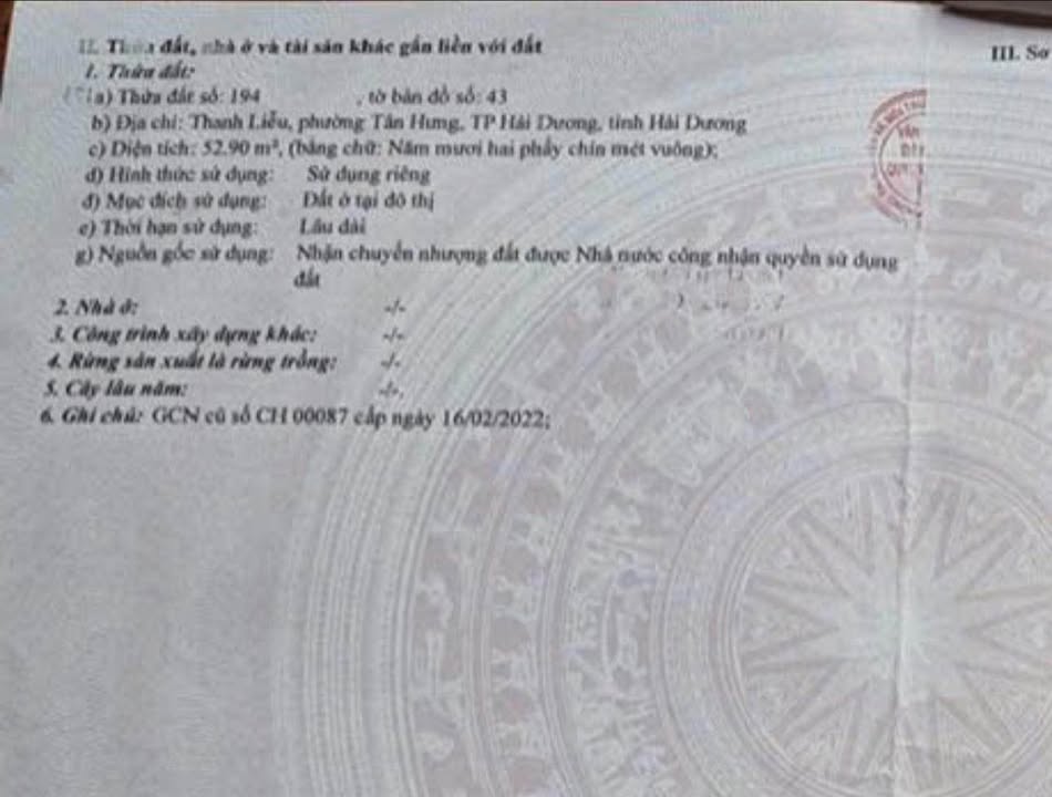 Đất nền Thanh Miện 52.9m² - Sổ đỏ chính chủ, ô tô vào tận nơi!