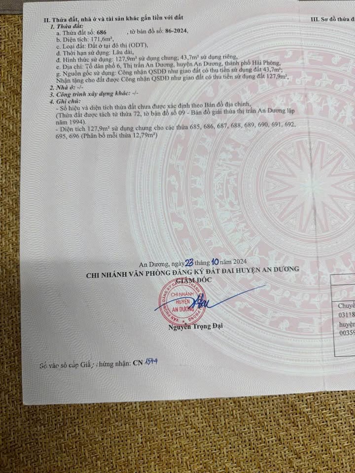 Đất nền trung tâm An Dương 44m² - Sổ đỏ sẵn, xây dựng tự do!