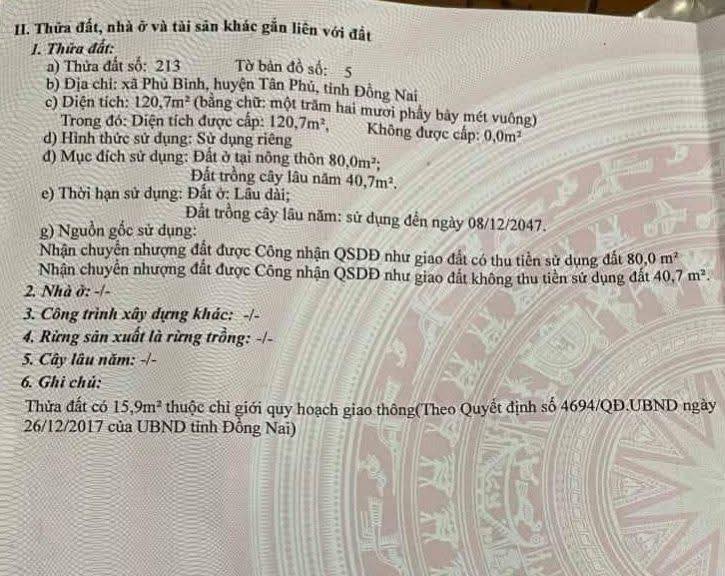 Nhà cấp 4 Định Quán 125m² giá 1.4 tỷ - Sổ hồng sẵn, ô tô tận cửa