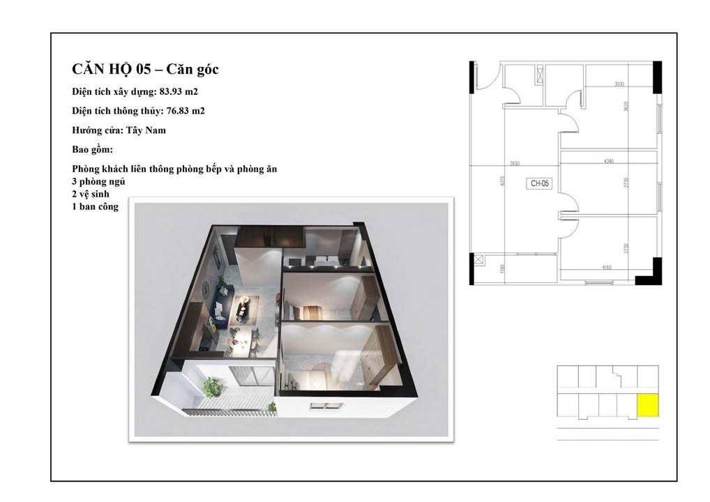 Chung cư Đường 32, Vinh: Căn góc 84m² 3PN Sổ hồng - Giá tốt
