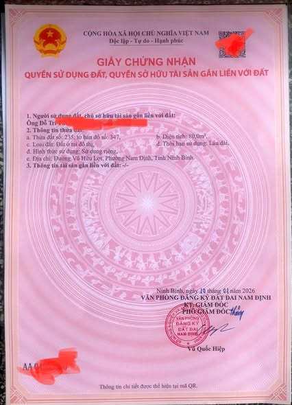 Đất mặt phố Vũ Hữu Lợi Nam Định 80m² giá tốt - Kinh doanh sinh lời!