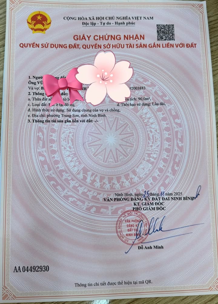 Đất nền 90m² Phường Trung Sơn, Tam Điệp - Sổ hồng sẵn, giá đầu tư