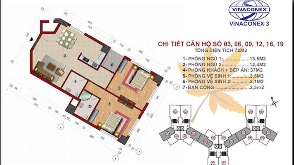 Chung cư CT1A Vinaconex3 72m² - Sổ đỏ sẵn, giá 5 tỷ