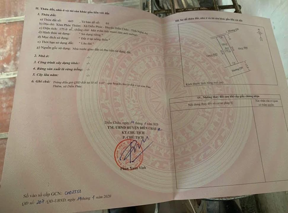 Đất nền Diễn Phúc, Diễn Châu 175m² - Sổ đỏ chính chủ