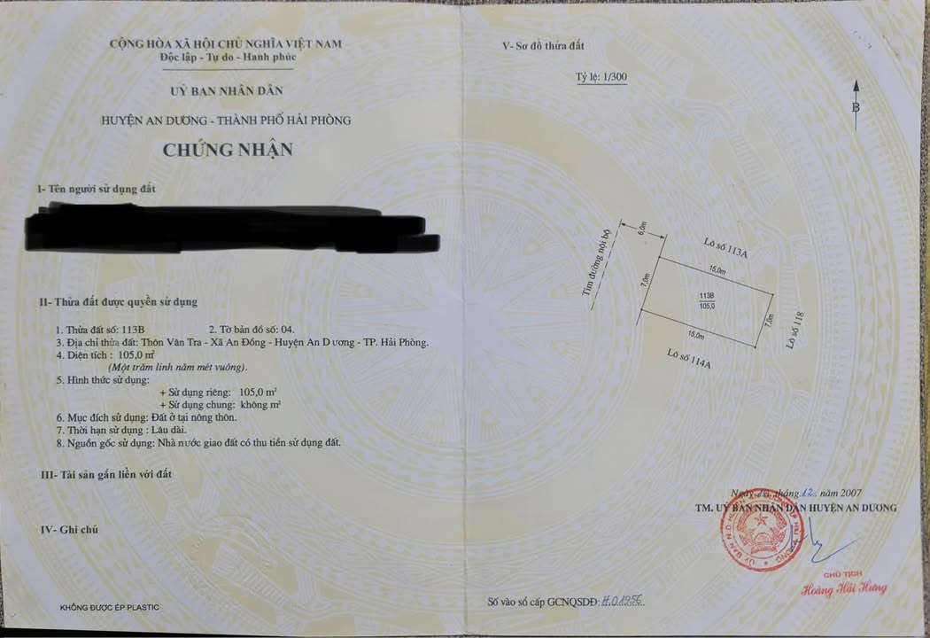Bán Đất Nền Đường Máng, An Dương, Hải Phòng - 105m² - 5.25 Tỷ - Vị Trí Đẹp