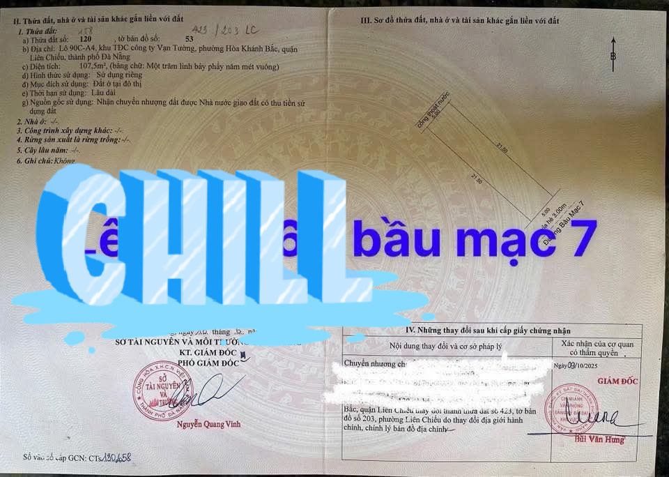 Đất nền Bàu Mạc 7 Liên Chiểu 107.5m² - Sổ đỏ chính chủ, bán gấp!