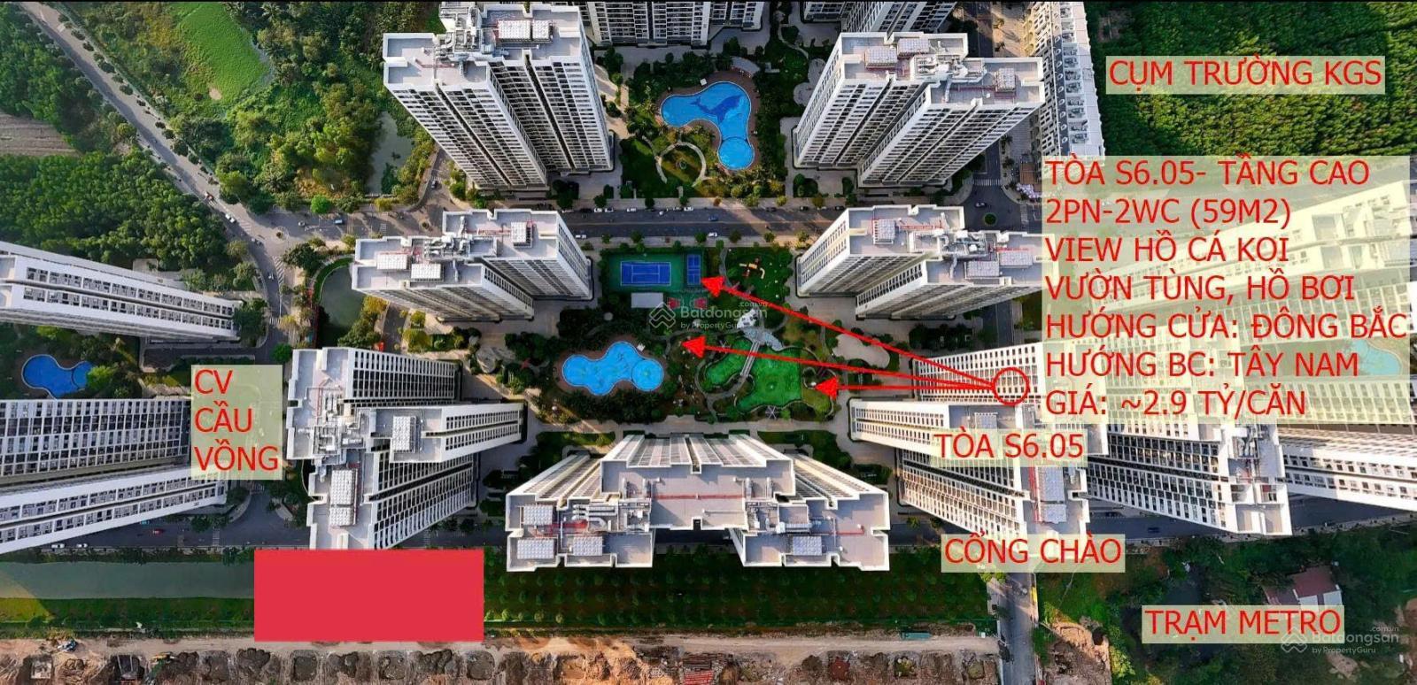 Căn hộ 59m² Tòa S6 Vinhomes Grand Park - Vườn Nhật, Giá 2.9 Tỷ