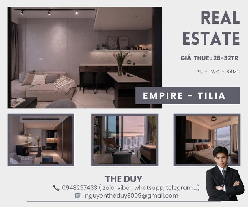 Cho thuê căn hộ Empire City Quận 1 - 64m² view sông Bitexco, full nội thất