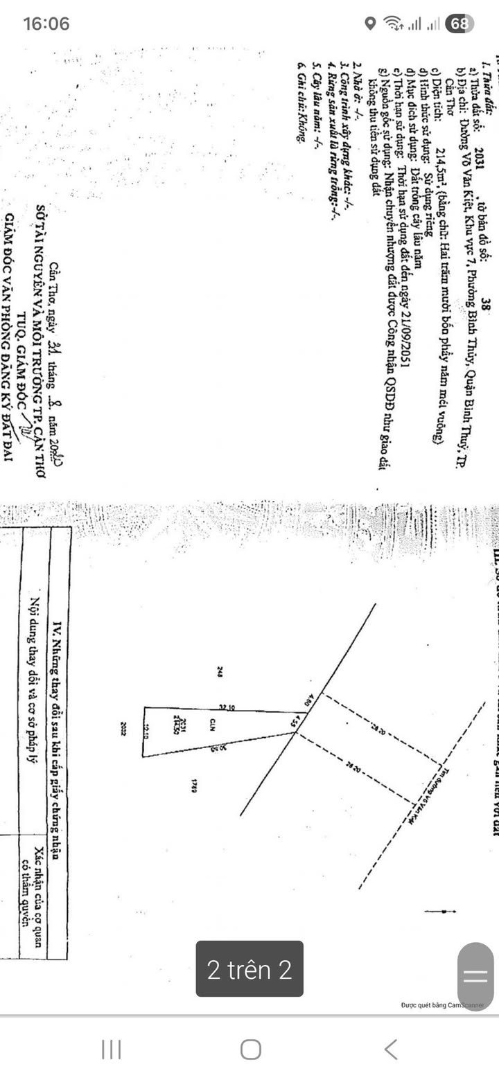 Đất Mặt Tiền Võ Văn Kiệt Cần Thơ - 214m² Nở Hậu - Giá 3.5 Tỷ TL