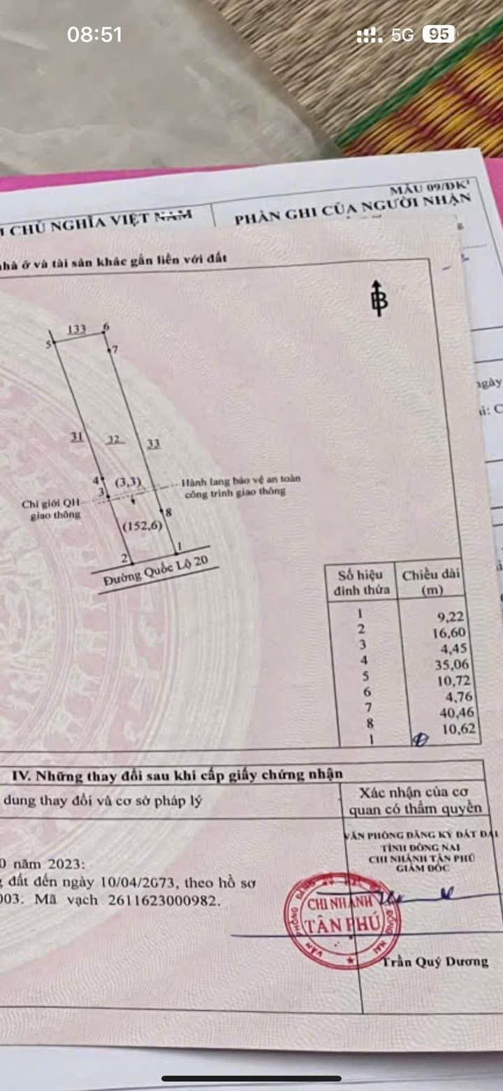 Đất nền Quốc lộ 20 Củ Chi 504m² 6.5 tỷ - Tiềm năng tăng giá!