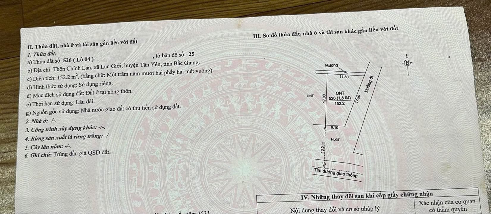 Đất đấu giá 152.2m² Lô Góc Kinh Doanh Tốt - Tân Yên, Bắc Giang