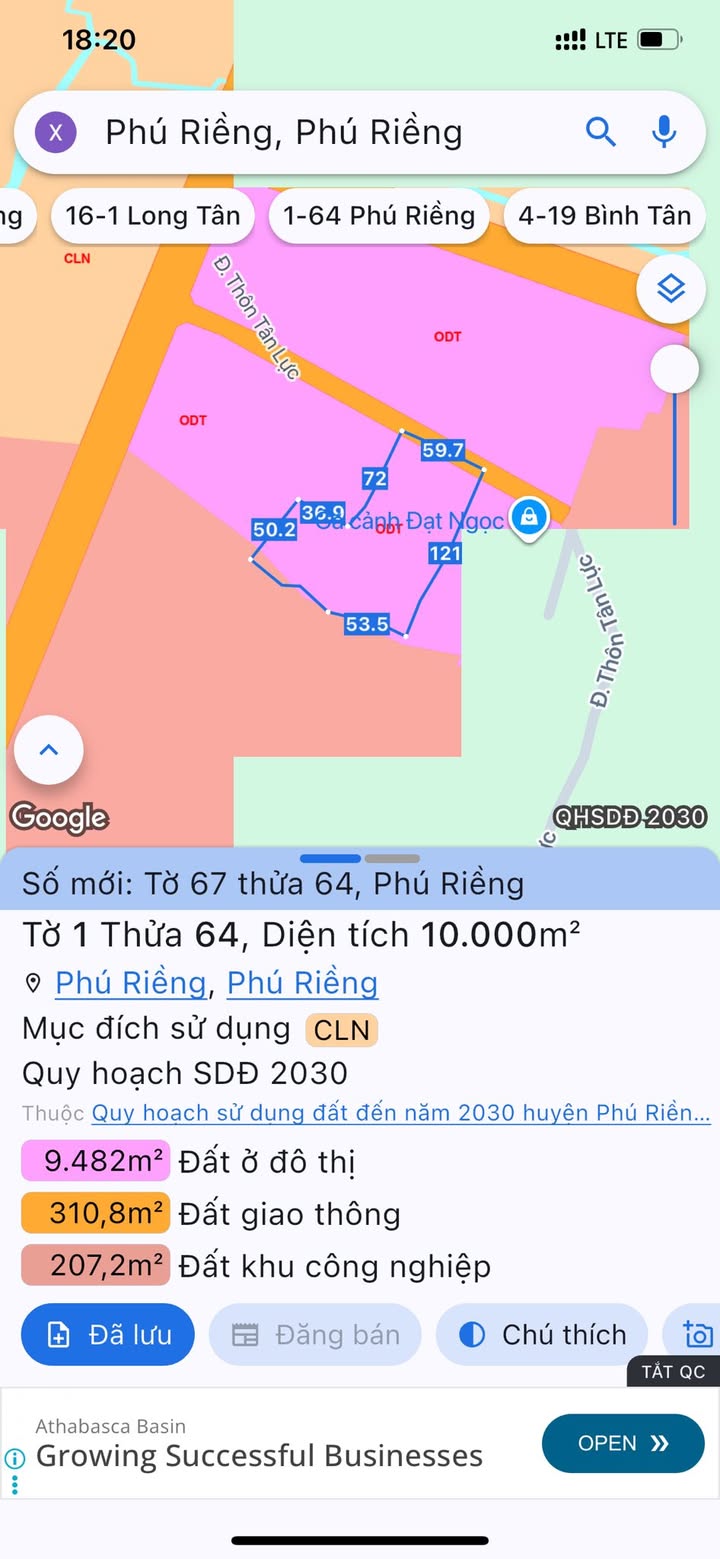 Bán 10.000m² đất mặt tiền CCN Bù Nho, Bình Phước - Giá 6 tỷ