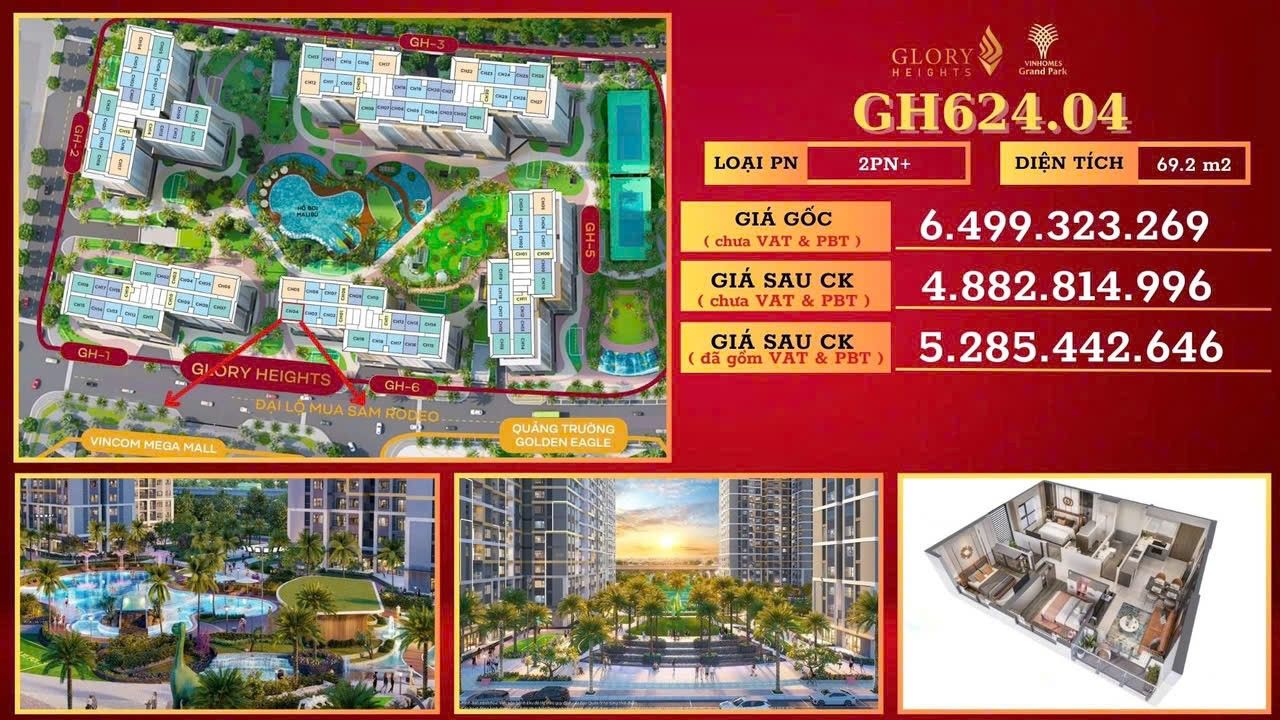 Căn hộ 2PN Vinhomes Grand Park 69.2m² - F1 CĐT, Giá tốt
