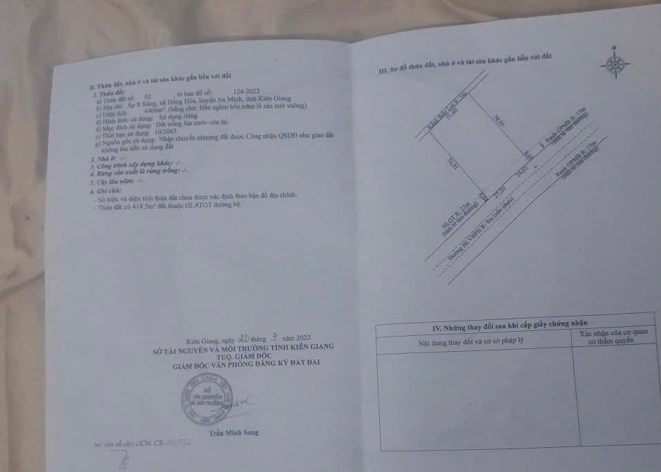 Đất nền An Minh 4.403m² 3,108 tỷ - Sổ đỏ chính chủ