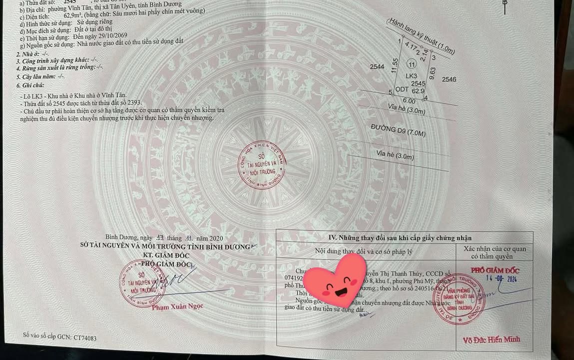 Đất Vĩnh Tân Tân Uyên 62m² Thổ Cư Full - Sát KCN Visip 2, Giá 1.15 Tỷ