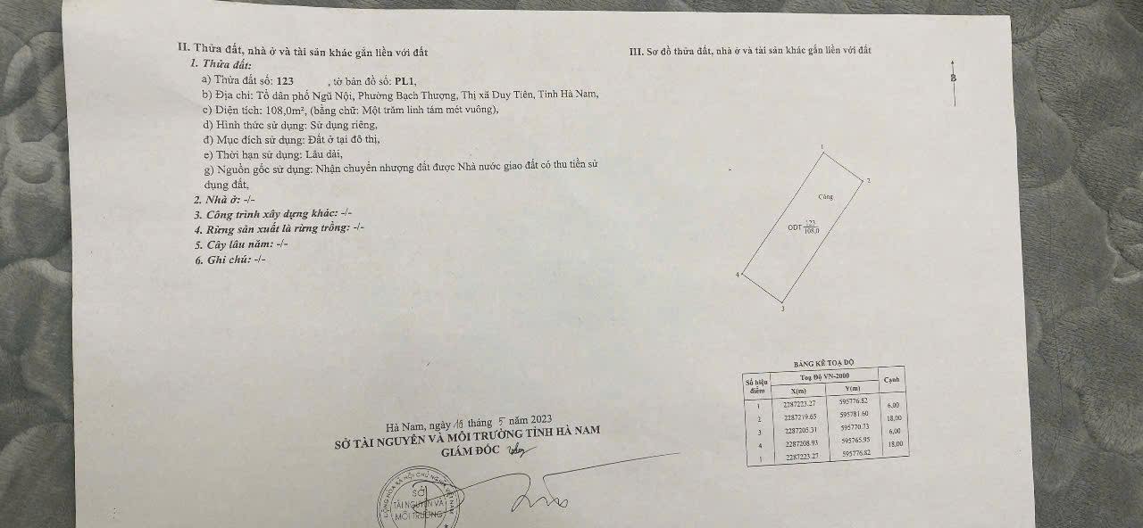 Đất nền KCN Đồng Văn 1, Hà Nam 108m² - Sổ đỏ chính chủ, tiềm năng tăng giá!