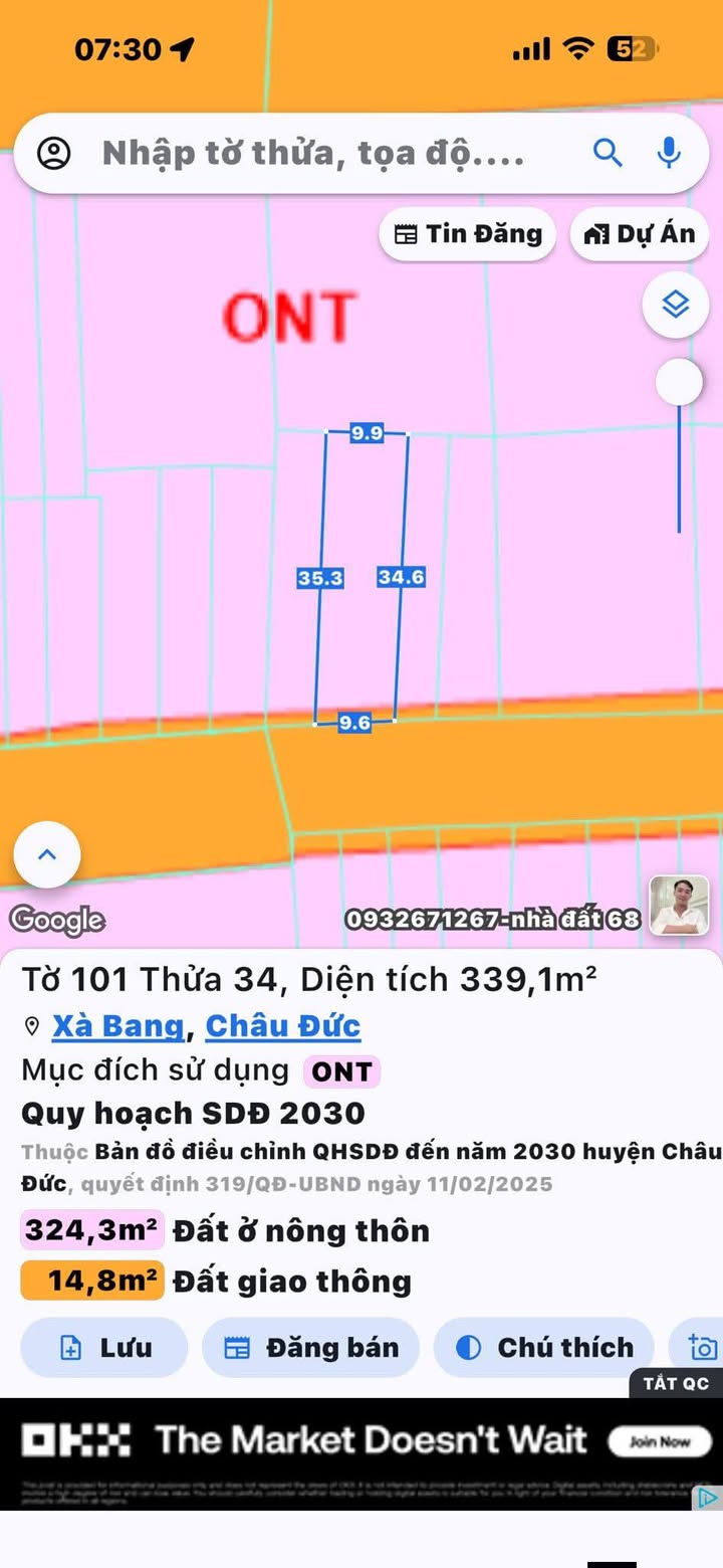 Bán Đất Xà Bang Châu Đức 350m² Full Thổ Cư - Giá 1.5 Tỷ