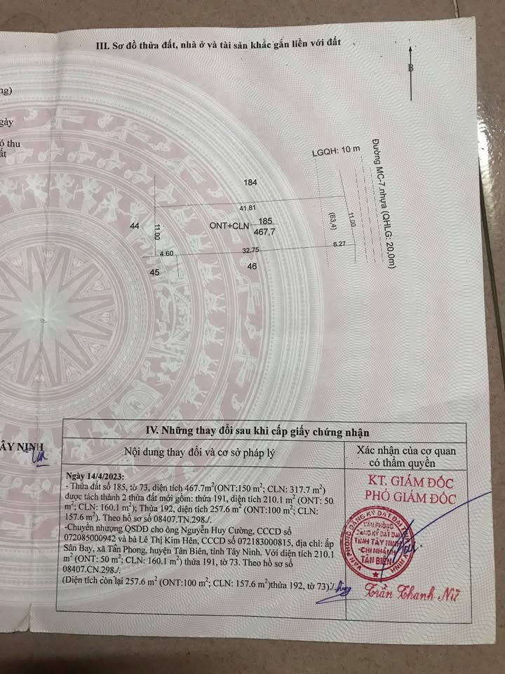 Đất nền Xã Tân Phong, Tân Biên 252m² - Sổ đỏ chính chủ!