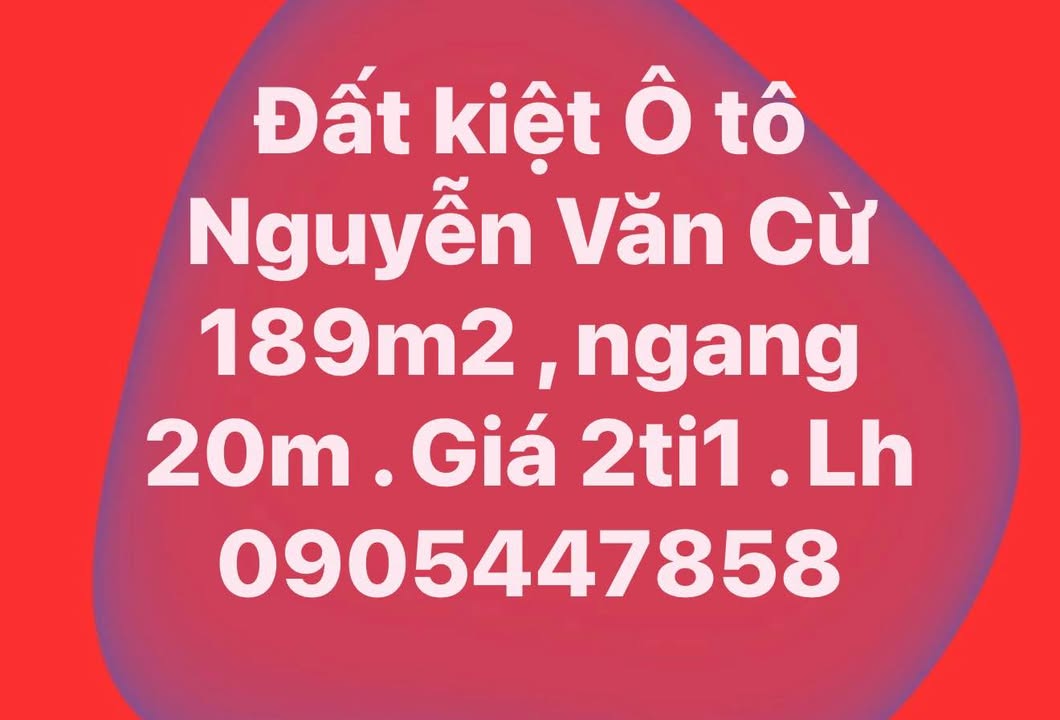 Đất kiệt ô tô Nguyễn Văn Cừ, Liên Chiểu - 189m² giá 2.1 tỷ