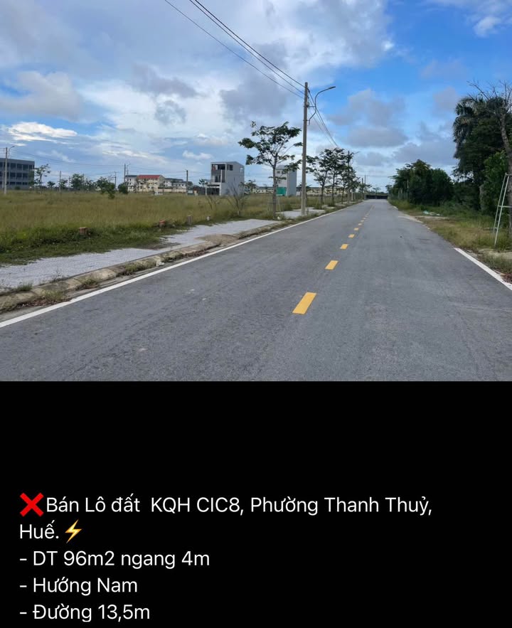 Đất Nền KQH CIC8 Huế 96m² Sổ Hồng Chính Chủ - Giá 2.6 Tỷ