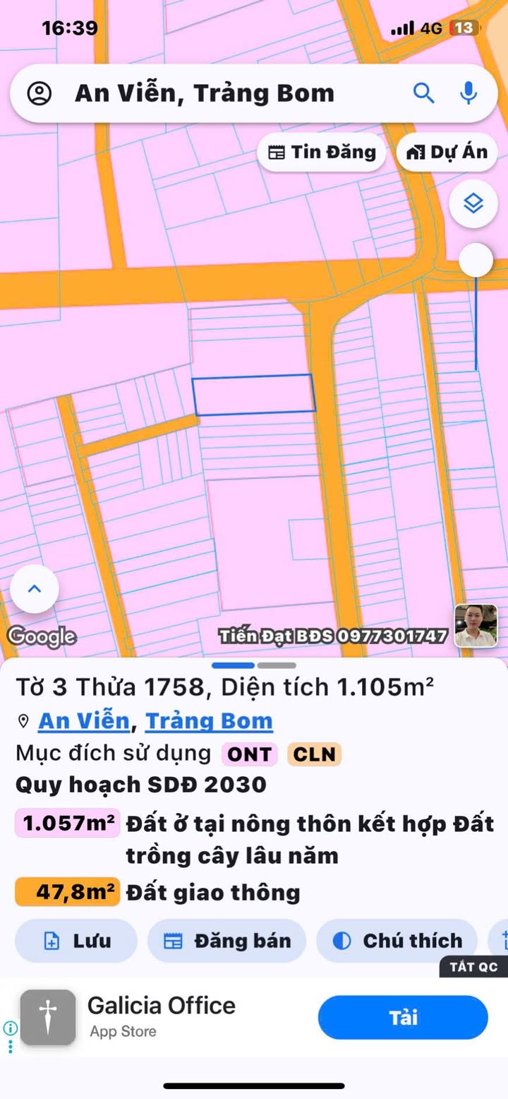 Đất nền mặt tiền Biên Hòa 1110m² - Sổ hồng thổ cư, giá 5.5 tỷ