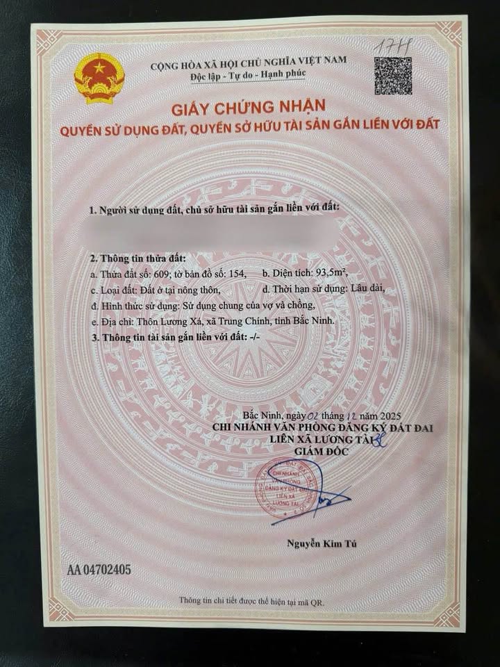 Đất nền Lương Xá, Lương Tài 93.5m² - Đường to ô tô, 2 mặt tiền